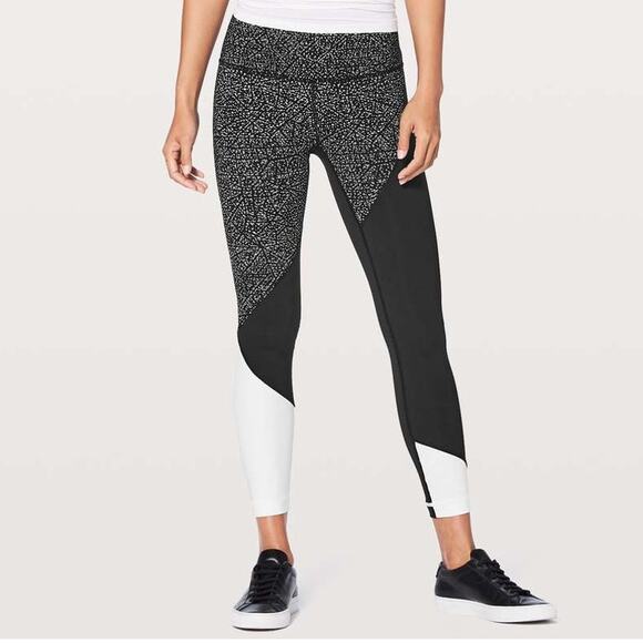 Lululemon Wunder Under Hi-Rise 7/8 Tight 25" White Black Size 8 - Picture 1 of 5